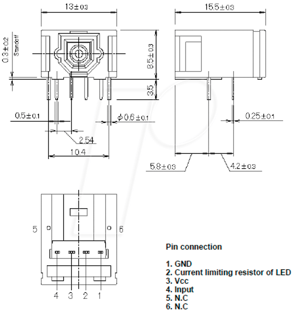 Передавач Toshiba FO, 10 Мбіт/с, роз'єм F05 прямокутний, 6-p