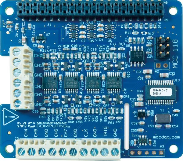 Raspberry Pi Shield - 12-бітне вимірювання напруги, MCC118