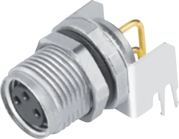 Фланцевое гнездо M8, серия 718, 4 контакта, угловое, винтовое, степень защиты IP67.