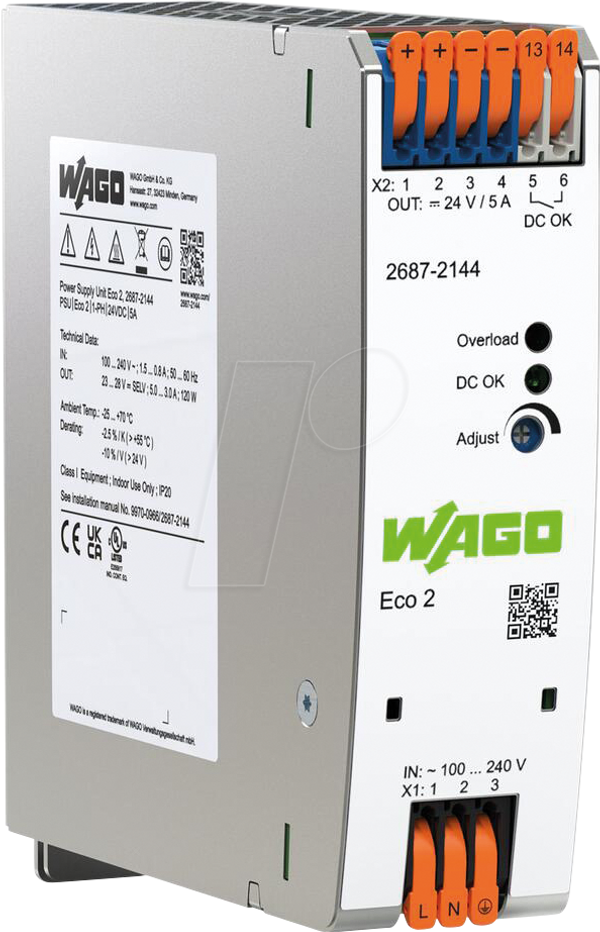 Блок живлення, Eco 2, 24 VDC/5 A, DC-OK