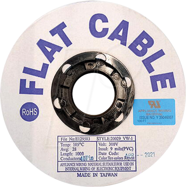 Плоский стрічковий кабель 28AWG 10-контактний кольоровий 30,5 м 1,27 мм