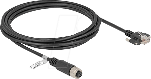 Кабель M12, 8-контактний роз'єм типу A, штекер RJ45 з гвинтами, Cat.5e F