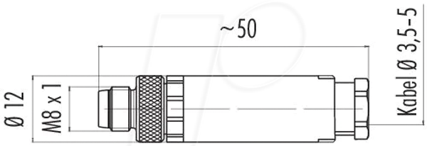 Кабельний роз'єм M8, серія 768, 3-контактний, гвинтові клеми, IP67
