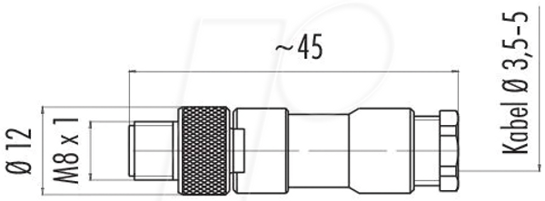Кабельний роз'єм M8, серія 768, 4-контактний, під пайку, IP 67