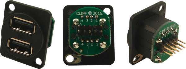 Двойной USB-разъем, USB 2.0, черный, потайная головка