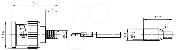 Роз'єм кабелю BNC, обтискний G4 (RG-179B/U) обтиск/стандарт обтиску