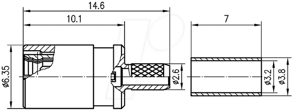 Обтискне гніздо SMB для RG-316/U, позолочене