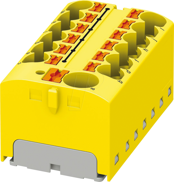 Розподільний блок PTFIX, 10/12x4, жовтий