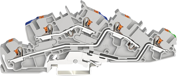 Багаторівнева монтажна клемна колодка, 2,5 мм², N/L/PE, сіра