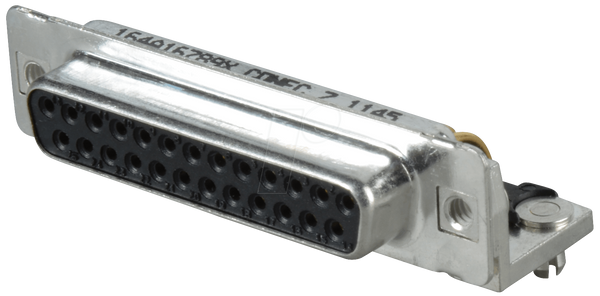 Гнездо D-SUB, 25-контактное, угловое, RM 9.4, повернутое