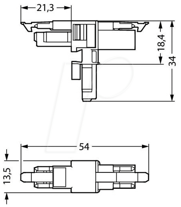 Т-подібний розподільник WINSTA® MINI, 2 полюси