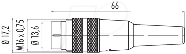 Кабельный разъем M16, серия 680, 2-контактный, неэкранированный, для пайки, степень защиты IP40.