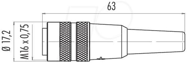 Кабельный разъем M16, серия 680, 3-контактный, неэкранированный, для пайки, степень защиты IP40.