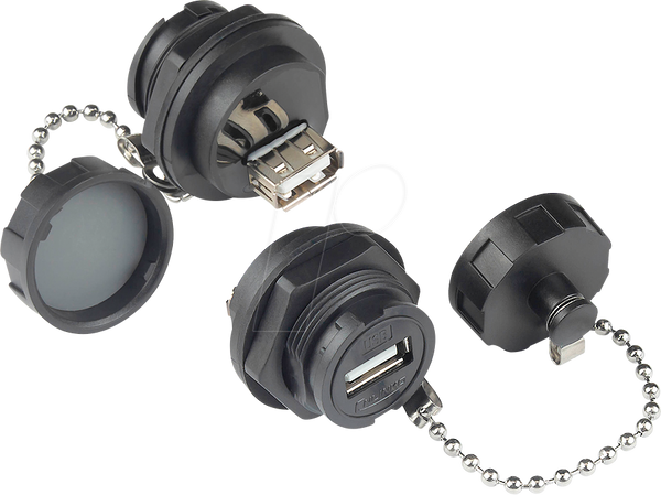 Разъем – USB 2.0, соединительная втулка типа A, + крышка