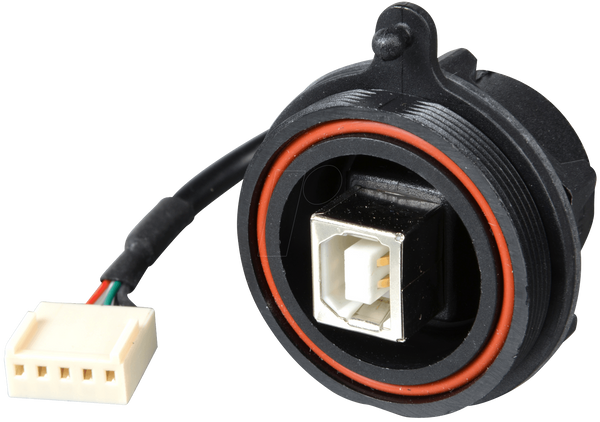 Роз'єм USB для кріплення на передній панелі, IP68, тип B, обтиск