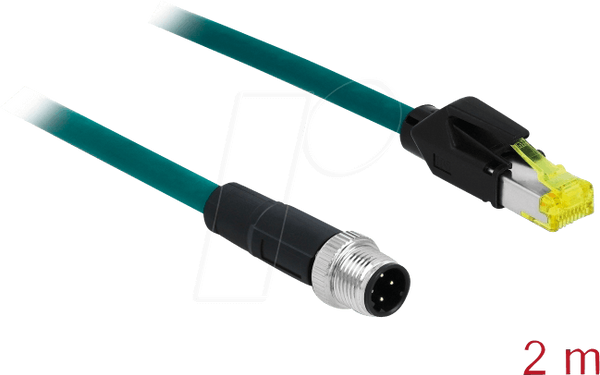 Мережевий кабель M12 4-контактний з D-кодом до штекера RJ45 Hirose TPU 2 м