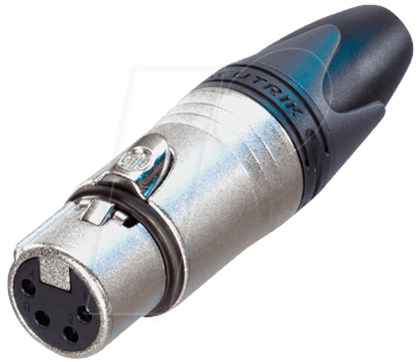 Кабельное гнездо XLR, 4-контактное, серебристое, никелированное