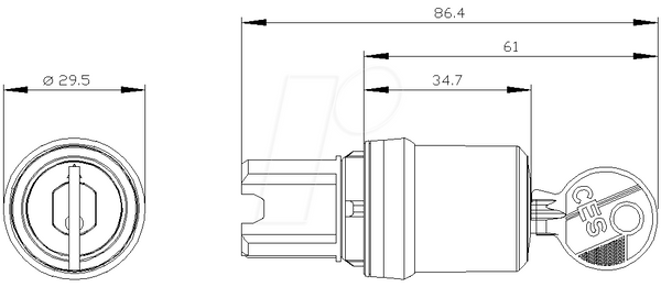 Клавишный выключатель SIRIUS ACT, Ø 22 с фиксацией, 2x45°