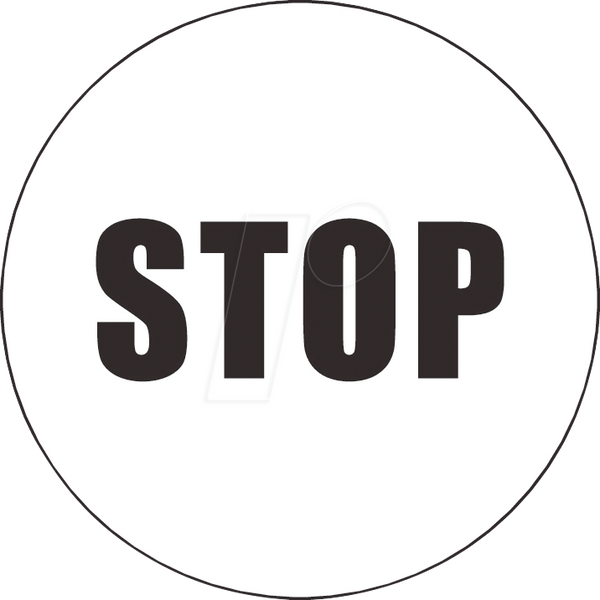Кнопка - 1 S, STOP, срібляста, світлодіодне кільце жовте