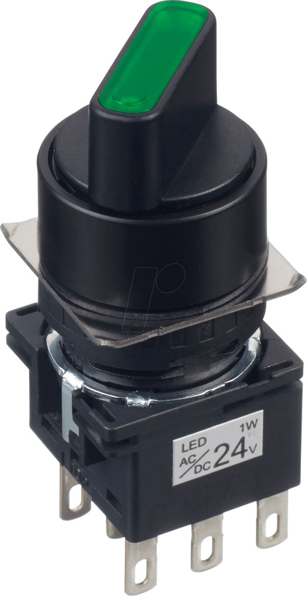 LB16мм, SS, круглий, mtnd, 2 поз. 90°, 24V AC/DC, gn