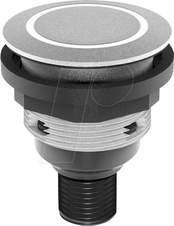 Кнопка - 1 S, STOP, срібляста, LED-кільце синє