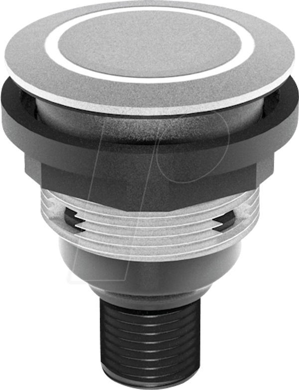 Кнопка - 1 S, срібляста, LED-кільце зелене