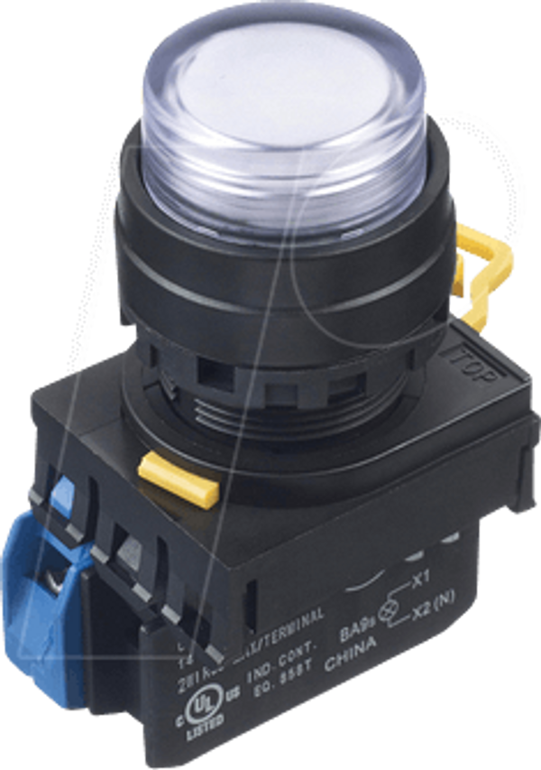 YW-22мм, PBI, подовжена, пластикова, ремонтна, 1NO, LED 24V AC/DC, чиста