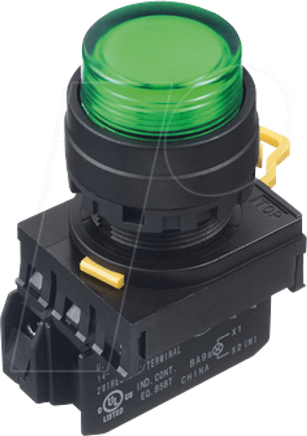YW-22мм, PBI, подовжений, пластик, momt, 1NO, LED 24V AC/DC, зелений