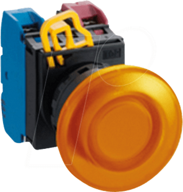 YW-22мм, PBI, гриб, пластик, momt, 1NO, LED 24V AC/DC, бурштиновий