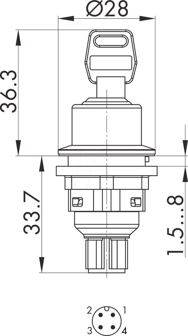Клавішний перемикач - 2 S, чорний