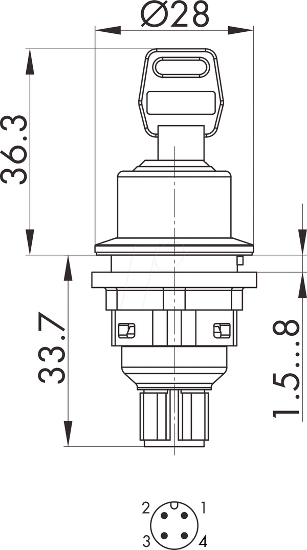 Клавішний перемикач - 2 S, чорний