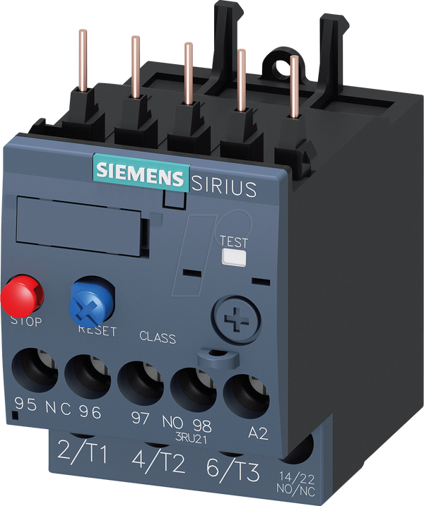 Реле перегрузки SIRIUS 3RU21, 1 нормально замкнутый (NC), 1 нормально разомкнутый (NO), 1,1 … 1,6 А