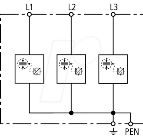 Комбінований захист від перенапруги, тип 1+2, TN-C