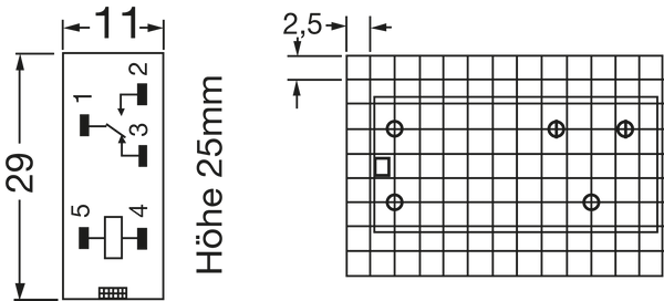 Вставне реле/PCB, 1x UM, 250 В/12 А, 12 В