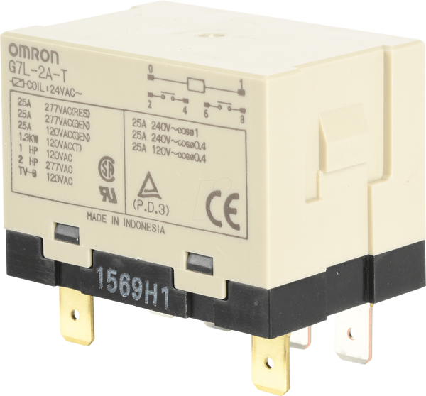 Силове реле G7L, 2 NO, 24 В AC, 2 A