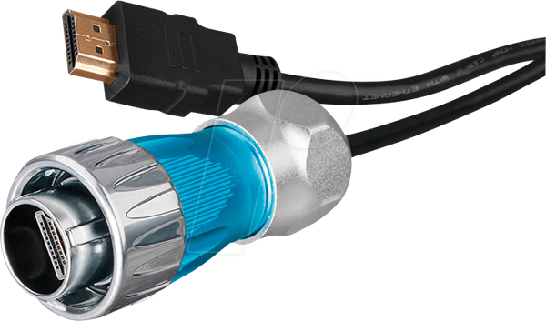 Разъем - кабель HDMI 2.0b штекер > штекер, байонетный, IP65/67