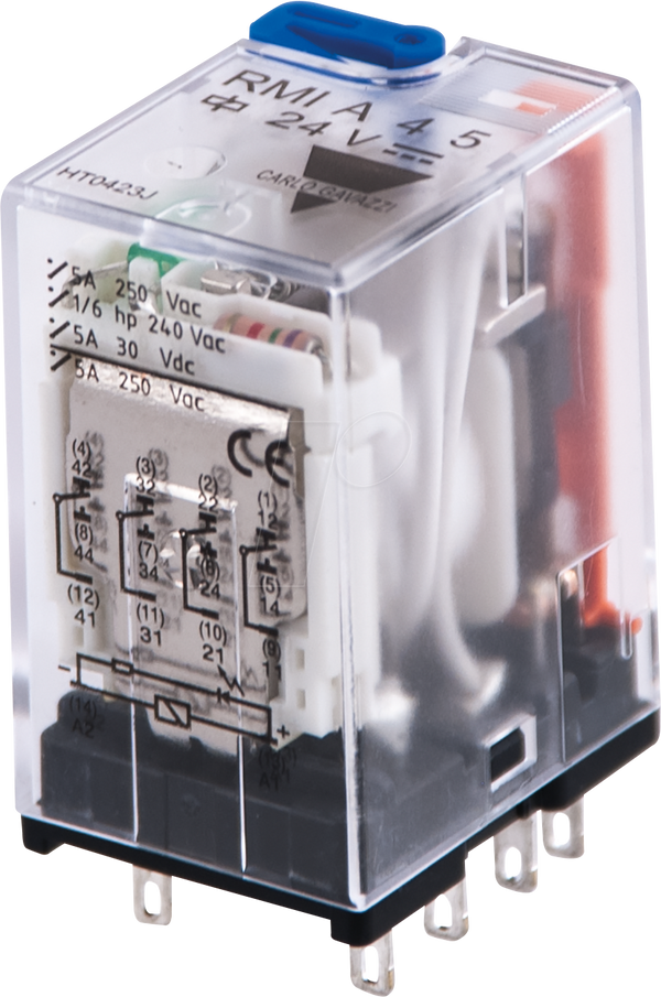 Промислове реле 5 A, 24 V DC, 4 перемикачі