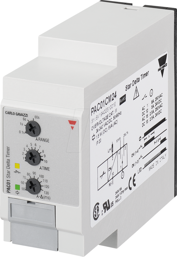 Zeitrelais PAC01, 1 Wechsler, 24 - 240 В змінного/постійного струму