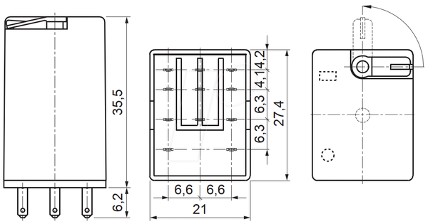 Industrie-Relais R3N, 24 В постійного струму, 3 Wechsler