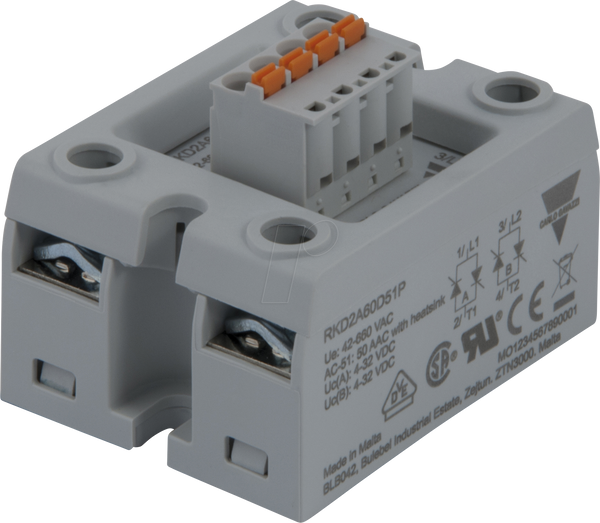 Напівпровідникове реле RKD, подвійне керування, 2-полюсне, 50A, 42 - 660 V A
