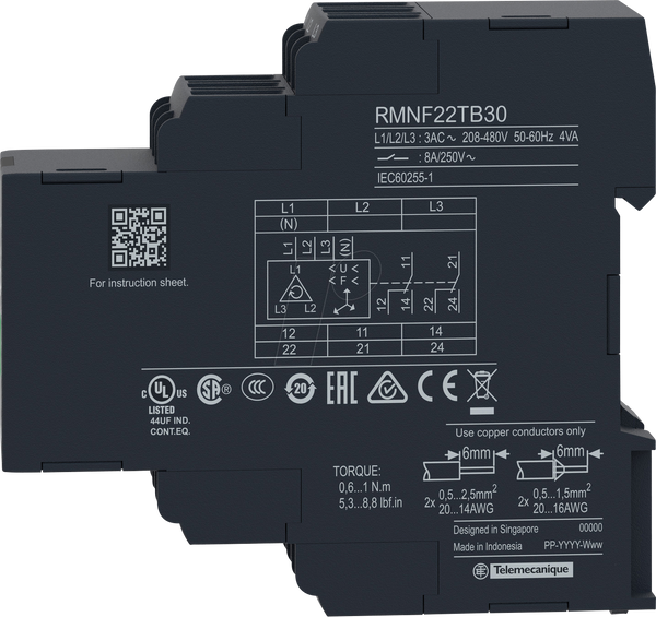 Реле контролю лінії 2 NC + 2 CO, 480 В змінного струму