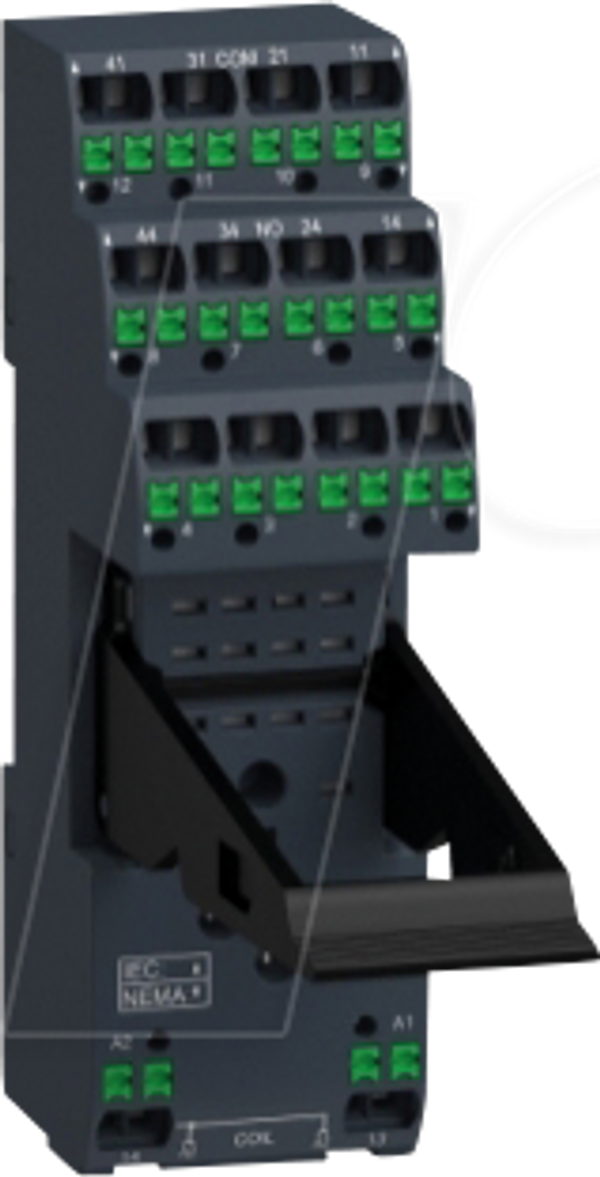 Вставна розетка для реле RXM2/RXM4, 12 А/6 А, 250 В.