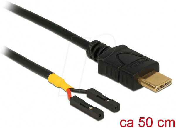 Кабель USB Type-C чоловічий > 2x pin роз'єм, жіночий, окреме живлення 50 C