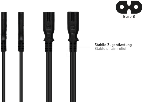 Силовий кабель Америка/США тип A до розетки C7/Euro 8, чорний, 3 м