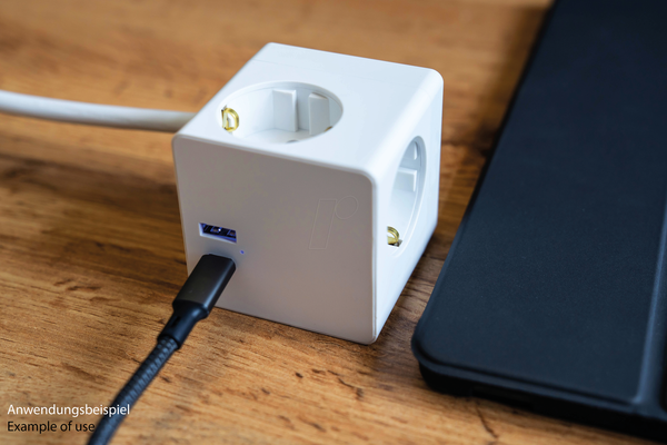 Розетковий куб, 3 м, 3-х захисні розетки, USB-C та USB-A, білий