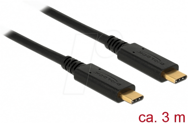 Кабель Delock USB 2.0 C чоловічий > C чоловічий 5A 3 м
