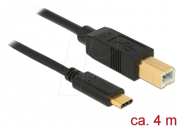 Кабель Delock USB 2.0 C чоловічий > B чоловічий 4 м