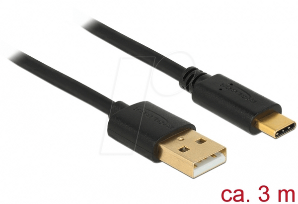 Кабель Delock USB 2.0 A чоловічий > C чоловічий 3 м
