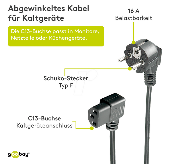 Мережевий кабель, вилка із заземленим контактом, дл. з обох боків 1,8 м, блакитний