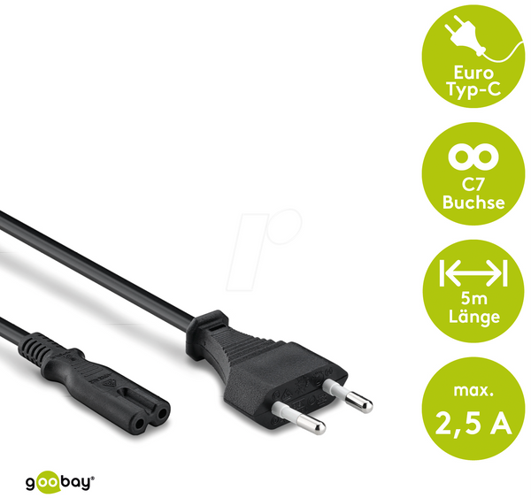 Аншлюсовий кабель Eurostecker, 5 м, Schwarz